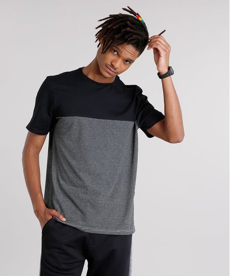 Camiseta-Masculina-com-Recorte-Listrado-Manga-Curta-Gola-Careca-Preto-9127318-Preto_1