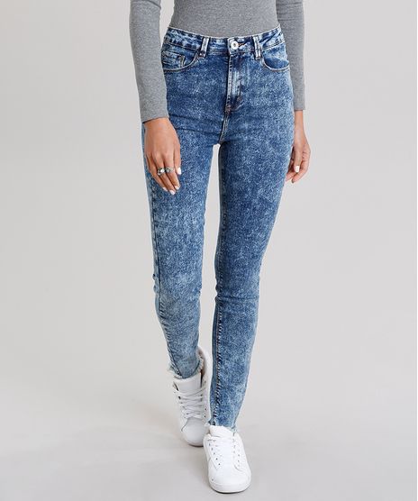 Calca-Jeans-Feminina-Cigarrete-Marmorizada-Cintura-Alta-Azul-Medio-9124197-Azul_Medio_1