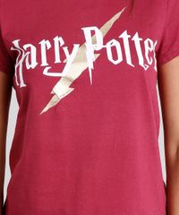 Blusa-Feminina-Harry-Potter-Manga-Curta-Decote-Redondo-em-Algodao---Sustentavel-Vinho-9008977-Vinho_4
