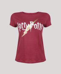 Blusa-Feminina-Harry-Potter-Manga-Curta-Decote-Redondo-em-Algodao---Sustentavel-Vinho-9008977-Vinho_5