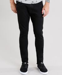 Calca-Jeans-Masculina-Super-Skinny-Cropped-com-Barra-Desfiada-Preta-8938398-Preto_1