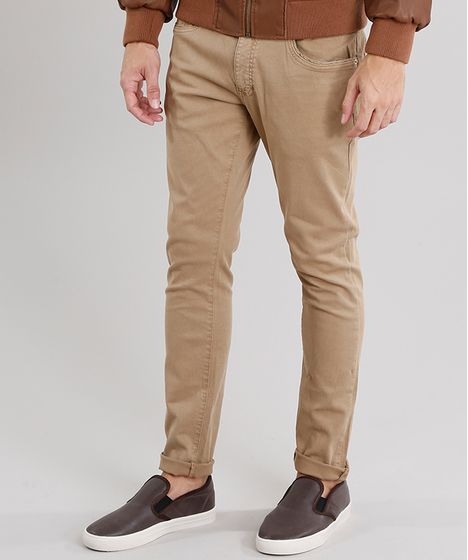 calça larga bege masculina