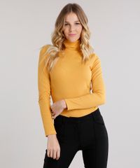 Blusa-Feminina-Gola-Alta-Basica-Canelada-Manga-Longa-Amarelo-Escuro-9083013-Amarelo_Escuro_1