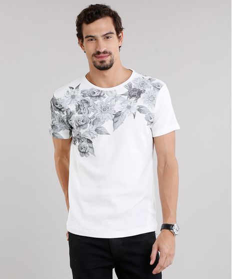 Camiseta-Masculina-Slim-Fit-com-Estampa-Floral-em-Piquet-Manga-Curta-Decote-Careca-Off-White-9085557-Off_White_1
