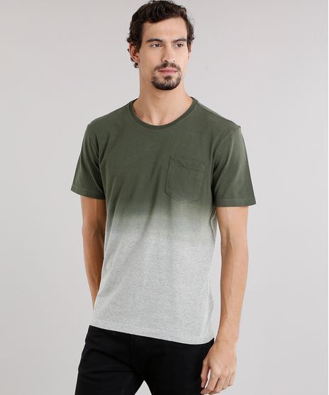 Camiseta-Masculina-Degrade-com-Bolso-Manga-Curta-Decote-Careca-Verde-Militar-9115034-Verde_Militar_1