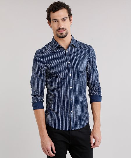 Camisa-Masculina-Slim-Estampada-de-Folhagem-Manga-Longa-Azul-Marinho-8852723-Azul_Marinho_1