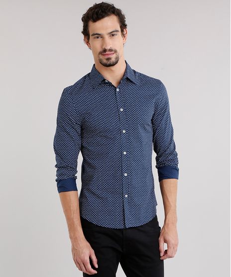 Camisa-Masculina-Slim-Estampada-de-Folhagem-Manga-Longa-Azul-Marinho-8852723-Azul_Marinho_1