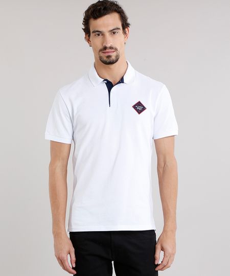 Polo-Masculina-Basica-em-Piquet-com-Bordado--Global--Manga-Curta-em-Algodao---Sustentavel-Branca-9107713-Branco_1