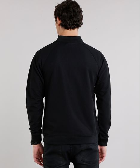 jaqueta masculina bomber manga longa preta