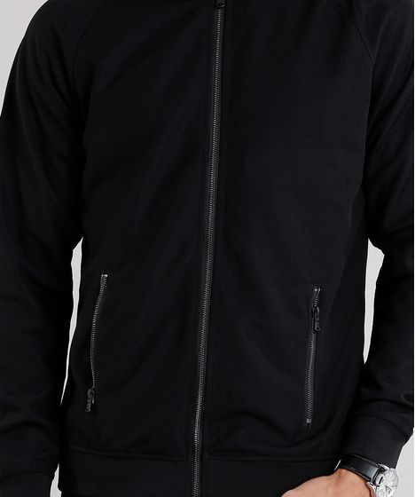 jaqueta masculina bomber manga longa preta
