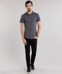 Camisa-Masculina-Slim-Xadrez-Manga-Curta-Preta-8856251-Preto_3