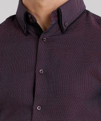 Camisa-Masculina-Slim-Estampada-de-Poa-com-Bolso-Manga-Longa-Vinho-8858209-Vinho_4