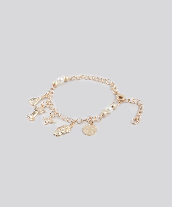 Pulseira Feminina com Pingentes Dourado Único