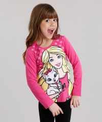 Blusa-Infantil-Barbie-com-Glitter-Manga-Longa-Decote-Redondo-em-Algodao---Sustentavel-Pink-9137849-Pink_1