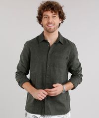 Camisa-Masculina-em-Flanela-Botone-com-Bolso-Manga-Longa-Verde-Militar-8880195-Verde_Militar_1