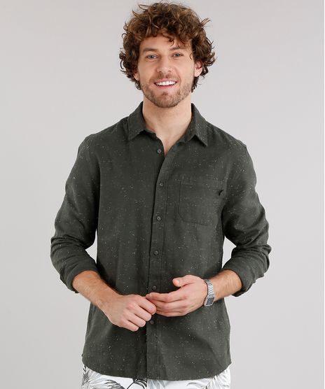 Camisa-Masculina-em-Flanela-Botone-com-Bolso-Manga-Longa-Verde-Militar-8880195-Verde_Militar_1