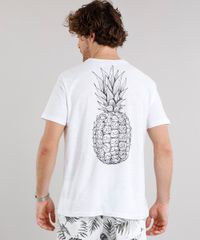 Camiseta-Masculina-com-Estampa-de-Abacaxi-e-Bolsos-Manga-Curta-Gola-Careca-Branca-8963233-Branco_2