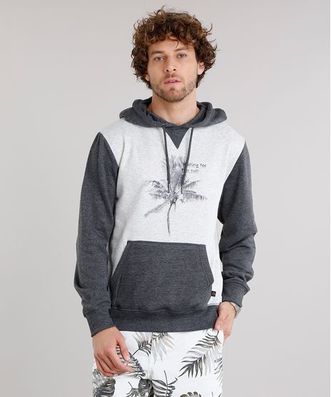 Blusao-Masculino-com-Estampa-de-Folhagem-em-Moletom-com-Capuz-Bolso-Canguru-Manga-Longa-Cinza-Mescla-Escuro-8830725-Cinza_Mescla_Escuro_1