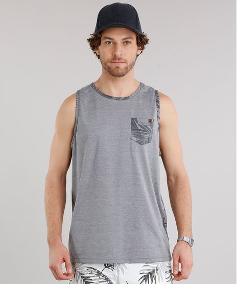 Regata-Masculina-com-Estampa-de-Folhagem-e-Bolso-Gola-Careca-Cinza-Mescla-Escuro-8963232-Cinza_Mescla_Escuro_1