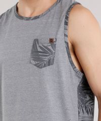 Regata-Masculina-com-Estampa-de-Folhagem-e-Bolso-Gola-Careca-Cinza-Mescla-Escuro-8963232-Cinza_Mescla_Escuro_4