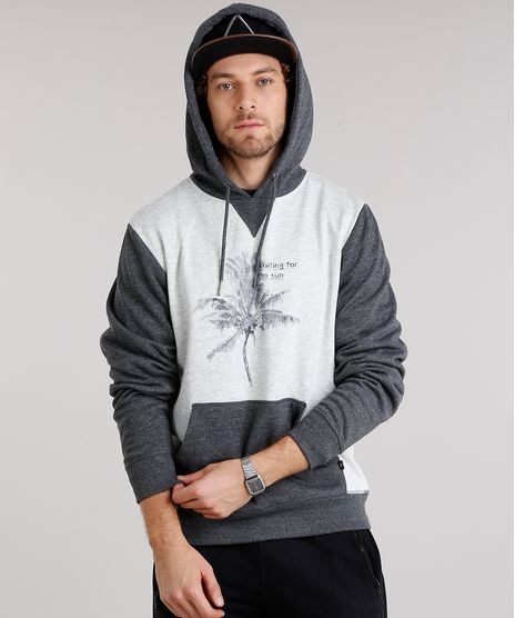 Blusao-Masculino-com-Estampa-de-Coqueiros-em-Moletom-com-Capuz-Bolso-Canguru-Manga-Longa-Cinza-Mescla-Claro-8832636-Cinza_Mescla_Claro_1