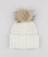Gorro-Feminino-em-Trico-com-Lurex-e-Pompom-Bege-Claro-8764821-Bege_Claro_3