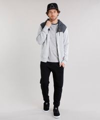 Blusao-Masculino-com-Capuz-Estampado-de-Folhagem-em-Moletom-Manga-Longa-Cinza-Mescla-8842283-Cinza_Mescla_3