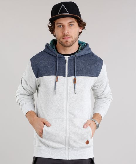 Blusao-Masculino-com-Capuz-Estampado-de-Folhagem-em-Moletom-Manga-Longa-Cinza-Mescla-Claro-8842283-Cinza_Mescla_Claro_1