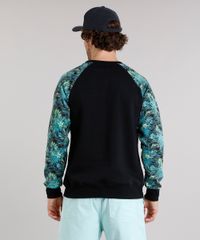 Blusao-Masculino-Raglan-com-Estampa-de-Folhagem-em-Moletom-com-Bolso-Preto-8842294-Preto_2