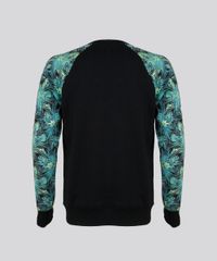 Blusao-Masculino-Raglan-com-Estampa-de-Folhagem-em-Moletom-com-Bolso-Preto-8842294-Preto_6