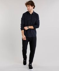 Camisa-Masculina-em-Flanela-Botone-com-Bolso-Manga-Longa-Azul-Marinho-8880195-Azul_Marinho_3