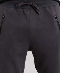 Calca-Masculina-Jogger-em-Moletom-com-Bolsos-e-Ziper-Chumbo-9144785-Chumbo_4