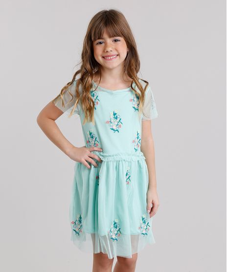 Vestido-Infantil-em-Tule-Bordado-Floral-Manga-Curta-Decote-Redondo-Verde-Claro-8690745-Verde_Claro_1