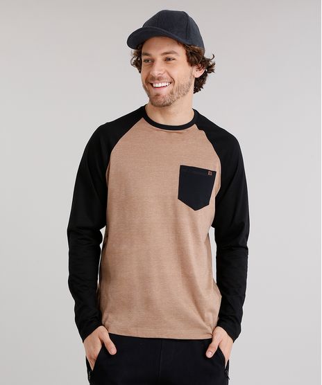 Camiseta-Masculina-Raglan-com-Bolso-Manga-Longa-Gola-Careca-Caramelo-9120518-Caramelo_1
