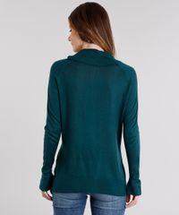 Sueter-Feminino-Gola-Alta-com-Fendas-Manga-Longa-Verde-Escuro-8881680-Verde_Escuro_2