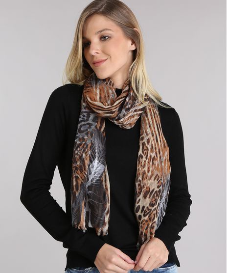 Cachecol-Estampado-Animal-Print-Bege-8754612-Bege_1