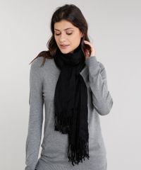 Cachecol-Feminino-Basico-Amplo-com-Franjas-Preto-8754561-Preto_1