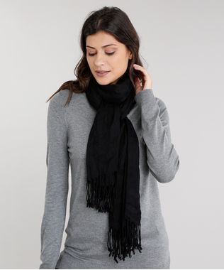 Cachecol-Feminino-Basico-Amplo-com-Franjas-Preto-8754561-Preto_1