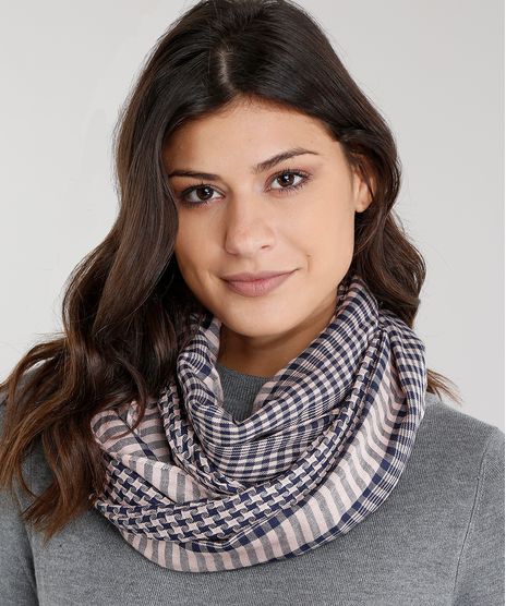 Cachecol-Feminino-Xadrez-com-Franjas-Rose-8754627-Rose_1