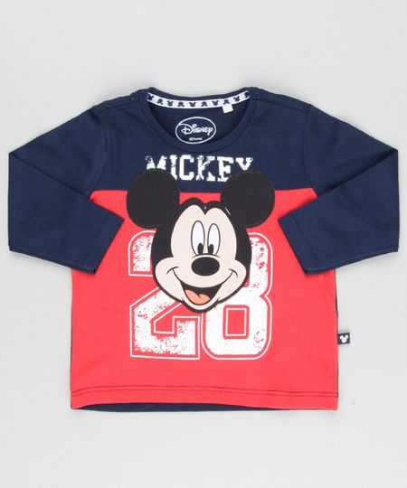 Camiseta-Infantil-Mickey-Mouse-Manga-Longa-Gola-Redonda-em-Algodao---Sustentavel-Azul-Marinho-8647268-Azul_Marinho_1