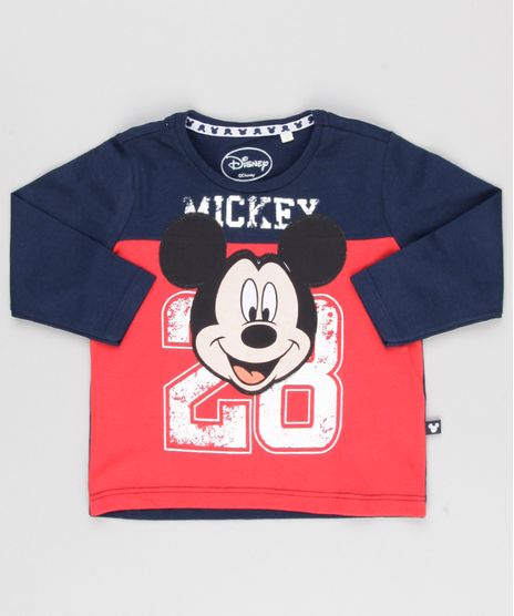 Camiseta-Infantil-Mickey-Mouse-Manga-Longa-Gola-Redonda-em-Algodao---Sustentavel-Azul-Marinho-8647268-Azul_Marinho_1