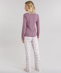Pijama-Feminino-com-Estampa-Floral-Manga-Longa-Vinho-9134571-Vinho_2