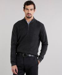 Sueter-Masculino-Gola-Alta-em-Trico-com-Ziper-Manga-Longa-Cinza-Mescla-Escuro-8855748-Cinza_Mescla_Escuro_1