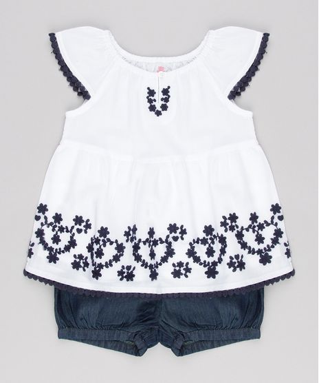 Conjunto-Infantil-de-Blusa-com-Bordado-Manga-Curta-Off-White---Short-Jeans-com-Babados-Azul-Escuro-8920774-Azul_Escuro_1