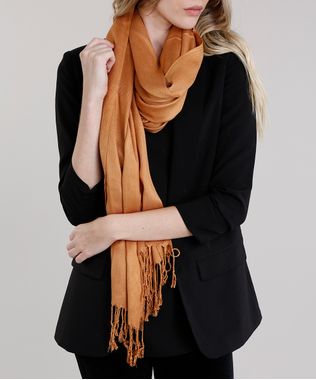 Cachecol-Feminino-Basico-Amplo-com-Franjas-Amarelo-Escuro-8754561-Amarelo_Escuro_1