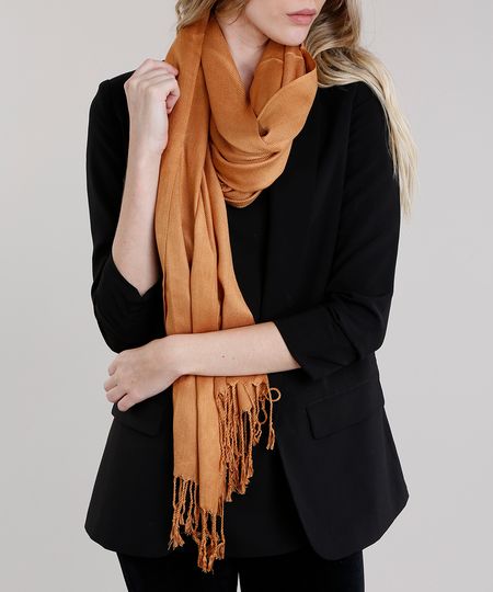 Cachecol-Feminino-Basico-Amplo-com-Franjas-Amarelo-Escuro-8754561-Amarelo_Escuro_1