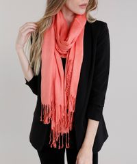Cachecol-Feminino-Basico-Amplo-com-Franjas-Coral-8754561-Coral_1