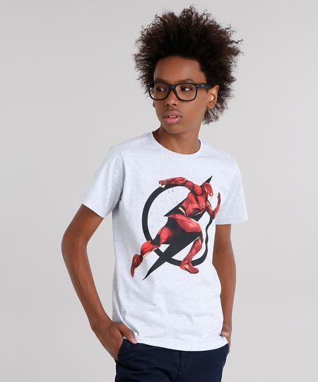 Camiseta-Infantil-The-Flash-Manga-Curta-Gola-Careca-Cinza-Mescla-Claro-9141947-Cinza_Mescla_Claro_1