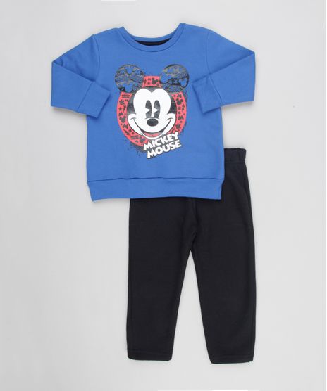 Conjunto-Infantil-Mickey-de-Blusao-Azul-Royal---Calca-em-Moletom-Preta-8611944-Preto_1