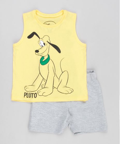 Conjunto-Infantil-de-Regata-Pluto-Amarela---Bermuda-em-Moletom-Cinza-Mescla-8962523-Cinza_Mescla_1